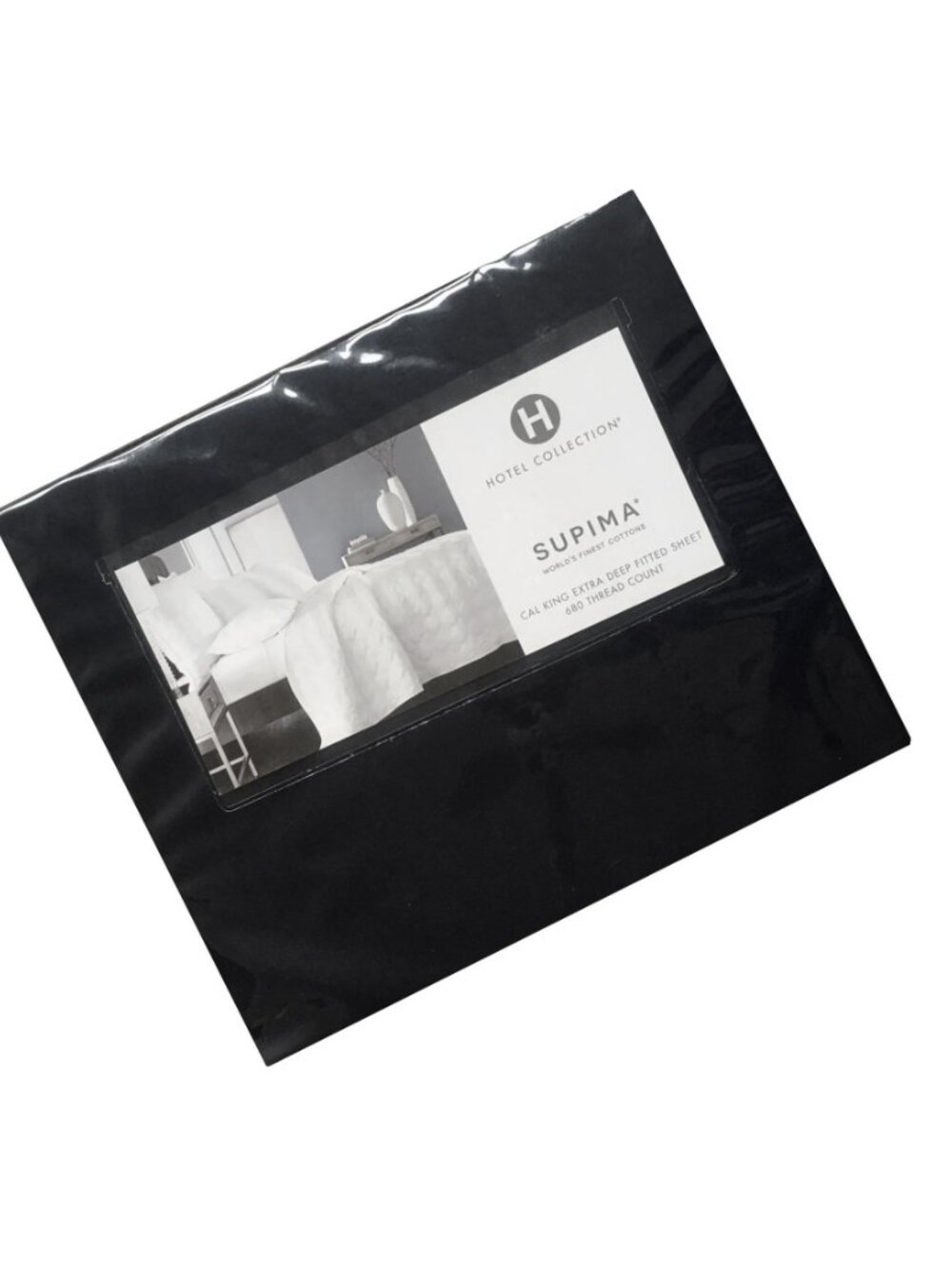 new BLACK Hotel Collection 680 TC 100% Cotton CAL KING EXTRA DEEP Fitted Sheet